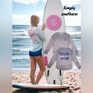 SIMPLY SOUTHERN FOREVER CHASING SUNSETS RASH GUARD LOND SLEEVE T -SHIRT SWIM MED